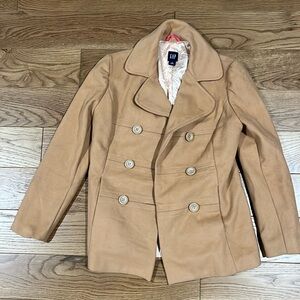 Women’s Tan Gap Pea Coat Front Button Style